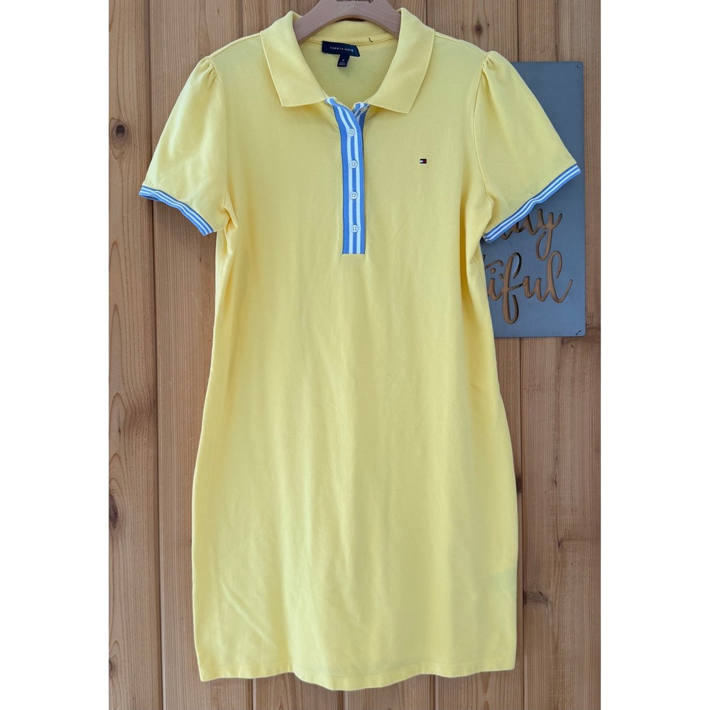 Tommy Hilfiger Short Sleeve Polo Dress in Yellow Size Medium Preppy